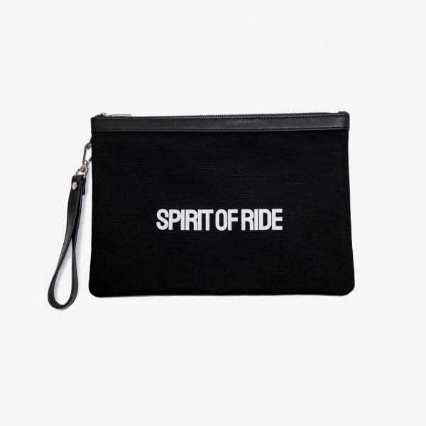 SPIRIT OF RIDE LOGO PRINTED CLUTCH BAG